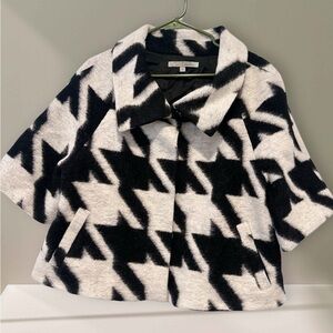 VINTAGE Emil Rutenberg houndstooth Black and White Pattern Coat- wool size 12.